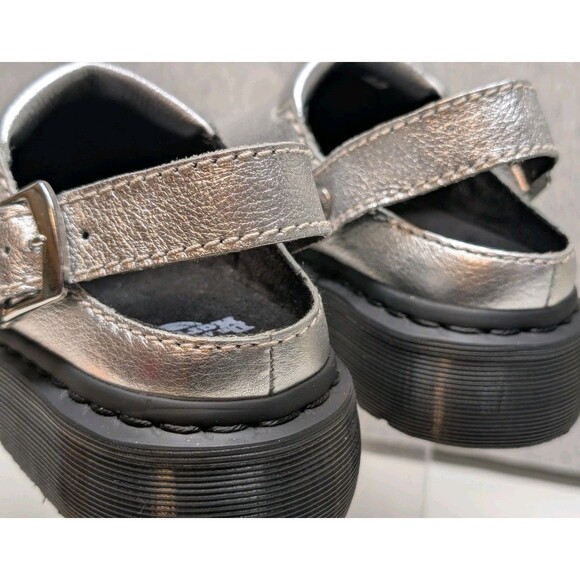 NWOB Dr Marten Laketen Womens 5 Silver Metallic Leather Slingback Clogs Mules - Picture 5 of 8